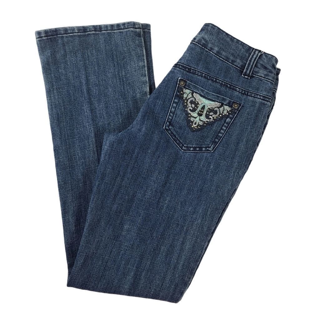 Baccini Embroidered Pockets Boot Cut Jeans - Picture 4 of 5